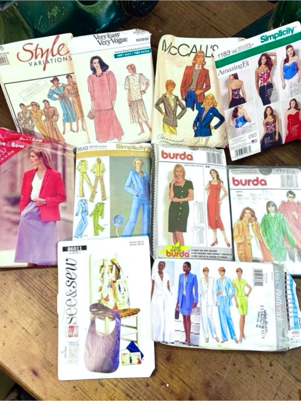 10 Sewing Patterns Lot - Burda, Vogue, Simplicity, Butterick, etc. - Uncut